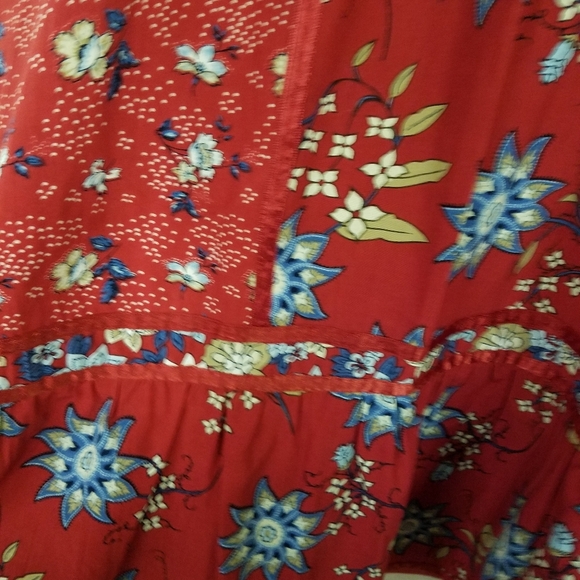 Rhythm Blue Red Floral Skirt Medium Side Clousure - Picture 2 of 7